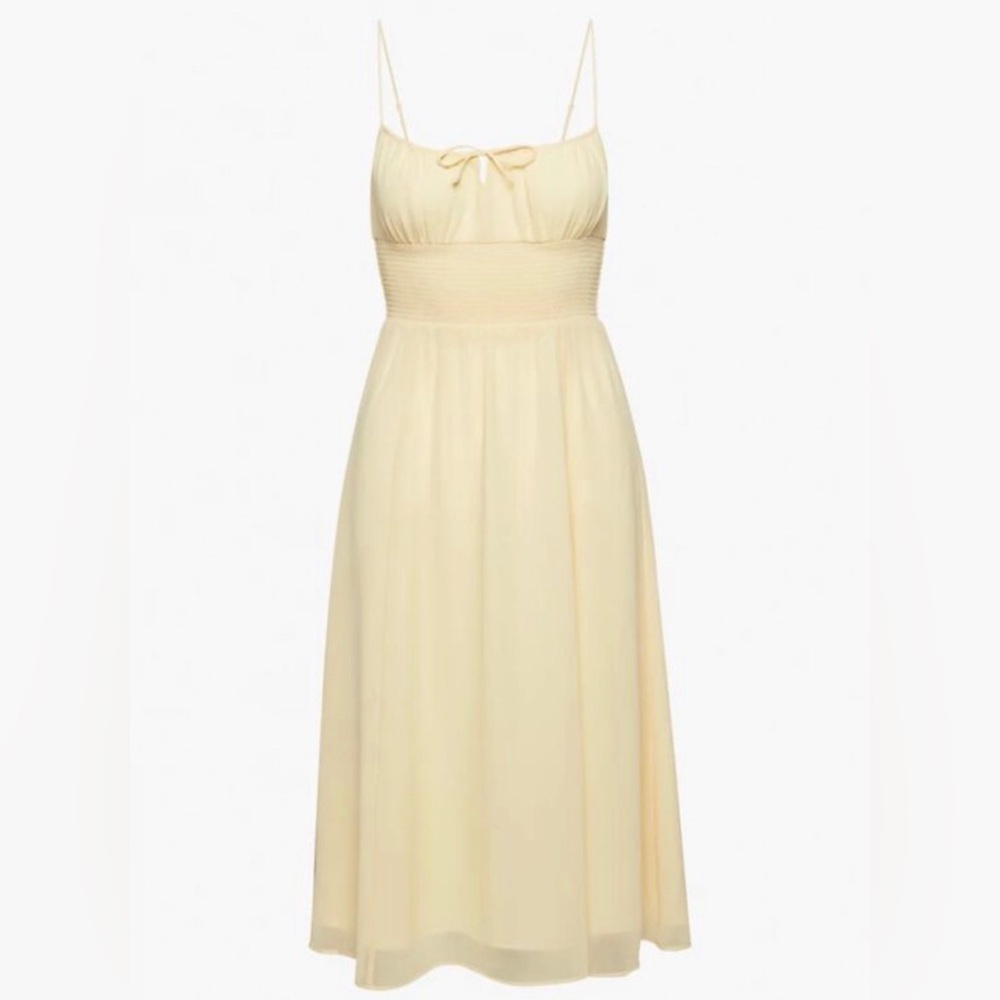 Wilfred Genoa Dress Smocked Waist Midi Dress. Tapioca Yellow